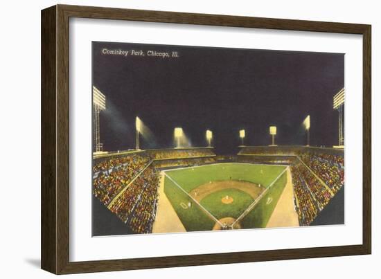 Comiskey Park, Night, Chicago, Illinois-null-Framed Art Print