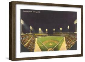 Comiskey Park, Night, Chicago, Illinois-null-Framed Art Print