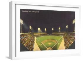 Comiskey Park, Night, Chicago, Illinois-null-Framed Art Print