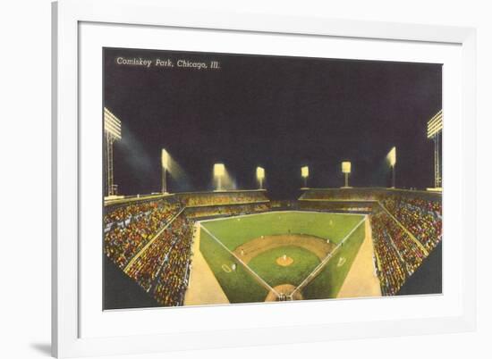 Comiskey Park, Night, Chicago, Illinois-null-Framed Premium Giclee Print