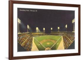 Comiskey Park, Night, Chicago, Illinois-null-Framed Premium Giclee Print