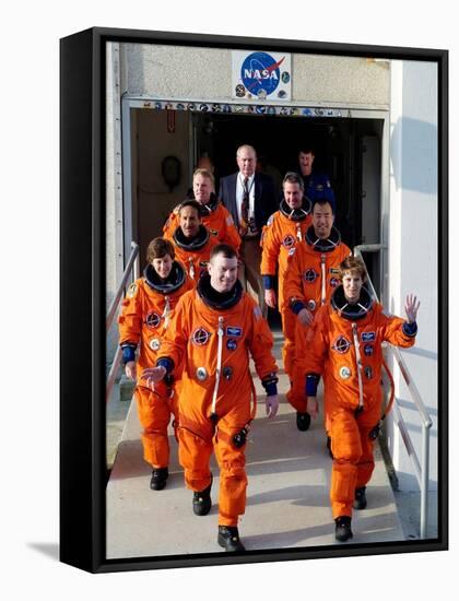 Commander Eileen Collins with Space Shuttle Mission 114 Crew En Route to the Launch Pad, Jul 2005-null-Framed Stretched Canvas