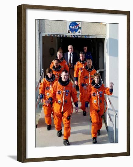 Commander Eileen Collins with Space Shuttle Mission 114 Crew En Route to the Launch Pad, Jul 2005-null-Framed Photo