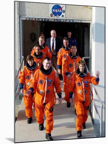 Commander Eileen Collins with Space Shuttle Mission 114 Crew En Route to the Launch Pad, Jul 2005-null-Mounted Photo