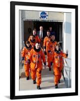 Commander Eileen Collins with Space Shuttle Mission 114 Crew En Route to the Launch Pad, Jul 2005-null-Framed Photo