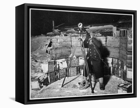 'Commander Evans observing an Occulation of Jupiter', Antarctica, 1910-1912-Herbert Ponting-Framed Stretched Canvas