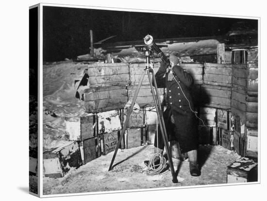 'Commander Evans observing an Occulation of Jupiter', Antarctica, 1910-1912-Herbert Ponting-Stretched Canvas