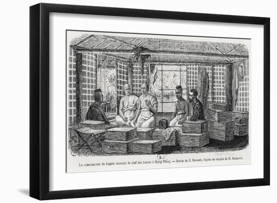 Commander Lagree Receiving the Chief of the Monks at Stung Treng, Cambodia, 1868-Louis Delaporte-Framed Giclee Print