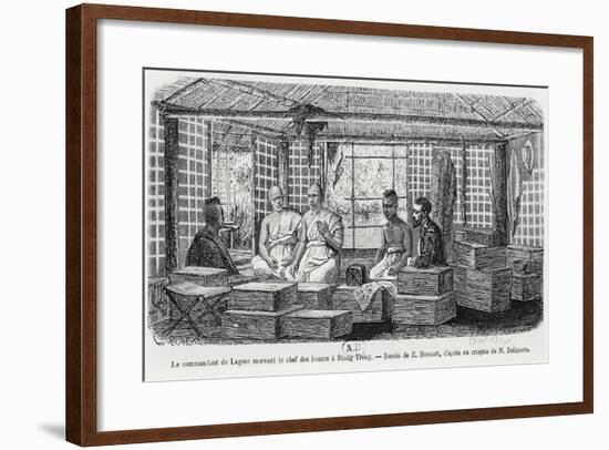 Commander Lagree Receiving the Chief of the Monks at Stung Treng, Cambodia, 1868-Louis Delaporte-Framed Giclee Print