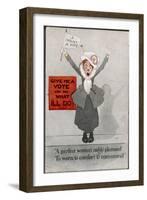 Commanding Suffragette: Just Give Me the Vote and See What Ill Do!-null-Framed Photographic Print