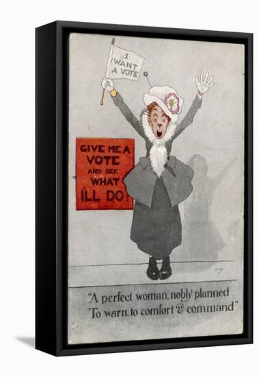 Commanding Suffragette: Just Give Me the Vote and See What Ill Do!-null-Framed Stretched Canvas