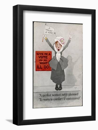 Commanding Suffragette: Just Give Me the Vote and See What Ill Do!-null-Framed Photographic Print