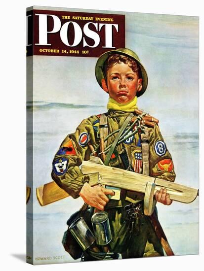 "Commando Kid," Saturday Evening Post Cover, October 14, 1944-Howard Scott-Stretched Canvas