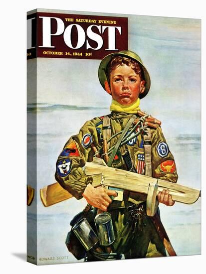 "Commando Kid," Saturday Evening Post Cover, October 14, 1944-Howard Scott-Stretched Canvas