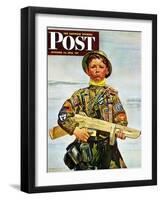 "Commando Kid," Saturday Evening Post Cover, October 14, 1944-Howard Scott-Framed Giclee Print