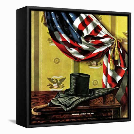 "Commemorating Lincoln's Birthday," February 12, 1944-John Atherton-Framed Stretched Canvas