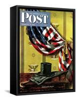 "Commemorating Lincoln's Birthday," Saturday Evening Post Cover, February 12, 1944-John Atherton-Framed Stretched Canvas