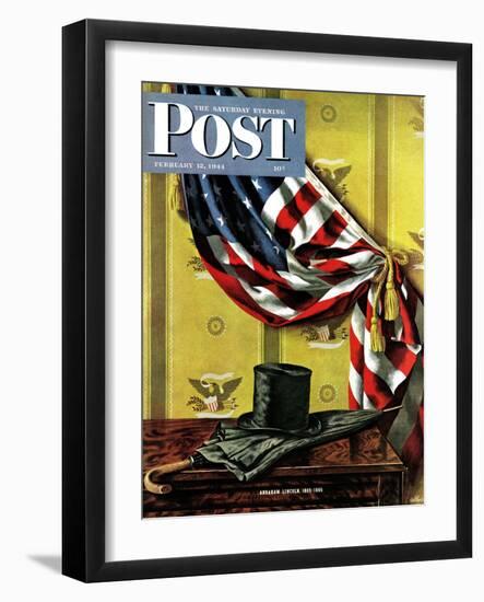 "Commemorating Lincoln's Birthday," Saturday Evening Post Cover, February 12, 1944-John Atherton-Framed Giclee Print
