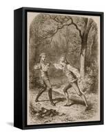 Comment deux amis deviennent ennemis (Duel between Philippe de Taverney and Charny)-Félix Philippoteaux-Framed Stretched Canvas