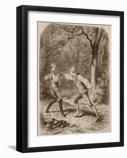 Comment deux amis deviennent ennemis (Duel between Philippe de Taverney and Charny)-Félix Philippoteaux-Framed Giclee Print