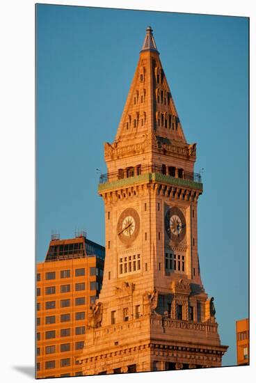 Commerce House Tower (built 1910) and Boston Skyline at sunrise as photographed from Lewis Wharf...-null-Mounted Premium Photographic Print
