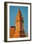 Commerce House Tower (built 1910) and Boston Skyline at sunrise as photographed from Lewis Wharf...-null-Framed Photographic Print