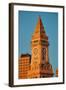 Commerce House Tower (built 1910) and Boston Skyline at sunrise as photographed from Lewis Wharf...-null-Framed Photographic Print