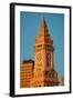 Commerce House Tower (built 1910) and Boston Skyline at sunrise as photographed from Lewis Wharf...-null-Framed Photographic Print