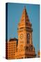 Commerce House Tower (built 1910) and Boston Skyline at sunrise as photographed from Lewis Wharf...-null-Stretched Canvas