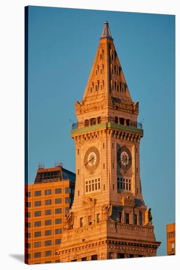 Commerce House Tower (built 1910) and Boston Skyline at sunrise as photographed from Lewis Wharf...-null-Stretched Canvas