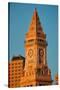 Commerce House Tower (built 1910) and Boston Skyline at sunrise as photographed from Lewis Wharf...-null-Stretched Canvas