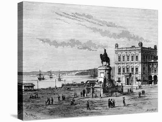 Commerce Square, Lisbon, Portugal, 19th Century-Charles Barbant-Stretched Canvas