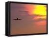 Commercial Airplane at Sunset-Mitch Diamond-Framed Stretched Canvas