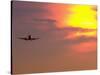 Commercial Airplane at Sunset-Mitch Diamond-Stretched Canvas