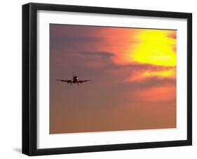 Commercial Airplane at Sunset-Mitch Diamond-Framed Photographic Print