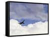 Commercial Airplane Soaring Above the Clouds-Mitch Diamond-Framed Stretched Canvas
