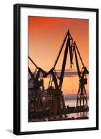 Commercial dock at sunrise, Cadiz, Andalusia, Spain-null-Framed Photographic Print