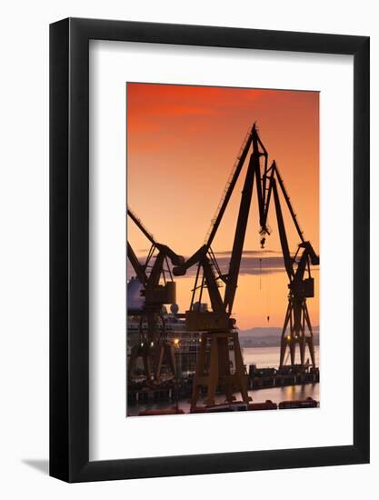 Commercial dock at sunrise, Cadiz, Andalusia, Spain-null-Framed Photographic Print