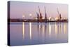 Commercial Docks at Sunset with a Ship and Cranes-Kamira-Stretched Canvas