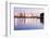 Commercial Docks at Sunset with a Ship and Cranes-Kamira-Framed Photographic Print