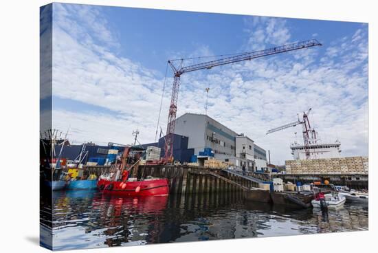 Commercial Fishing and Whaling Boats Line the Busy Inner Harbor in the Town of Ilulissat-Michael-Stretched Canvas