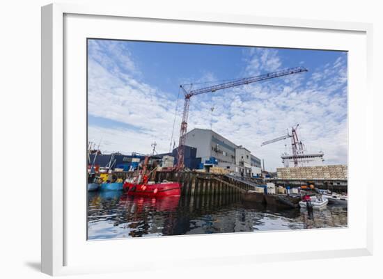 Commercial Fishing and Whaling Boats Line the Busy Inner Harbor in the Town of Ilulissat-Michael-Framed Photographic Print