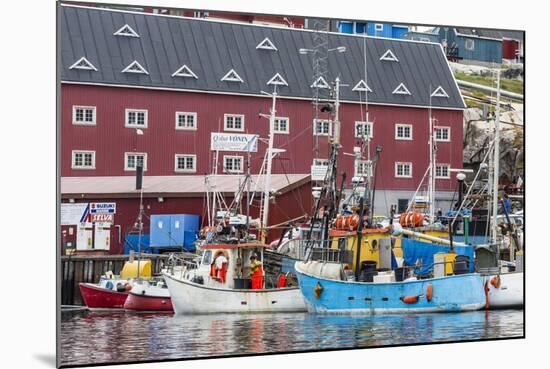 Commercial Fishing and Whaling Boats Line the Busy Inner Harbour in the Town of Ilulissat-Michael Nolan-Mounted Photographic Print