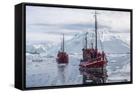 Commercial Iceberg Tours Amongst Huge Icebergs Calved from the Ilulissat Glacier-Michael-Framed Stretched Canvas