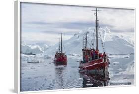 Commercial Iceberg Tours Amongst Huge Icebergs Calved from the Ilulissat Glacier-Michael-Framed Photographic Print