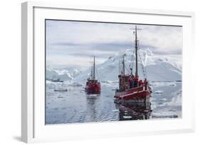 Commercial Iceberg Tours Amongst Huge Icebergs Calved from the Ilulissat Glacier-Michael-Framed Photographic Print