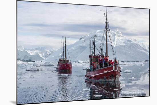 Commercial Iceberg Tours Amongst Huge Icebergs Calved from the Ilulissat Glacier-Michael-Mounted Photographic Print