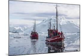 Commercial Iceberg Tours Amongst Huge Icebergs Calved from the Ilulissat Glacier-Michael-Mounted Photographic Print