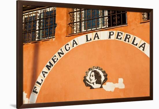 Commercial sign of a bar, Flamenca La Perla, Cadiz, Andalusia, Spain-null-Framed Photographic Print