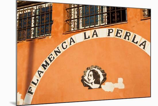 Commercial sign of a bar, Flamenca La Perla, Cadiz, Andalusia, Spain-null-Mounted Photographic Print